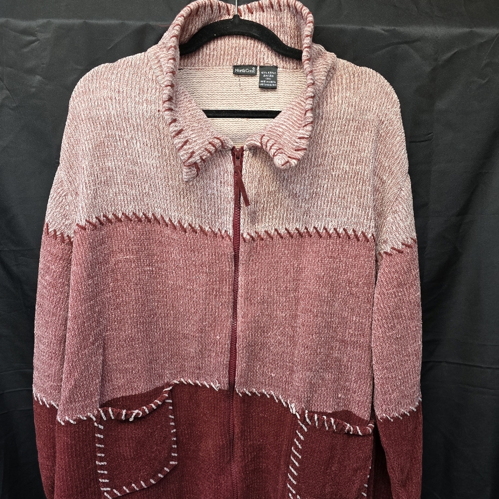Northcrest Two-Tone Pink Crewneck Sweater